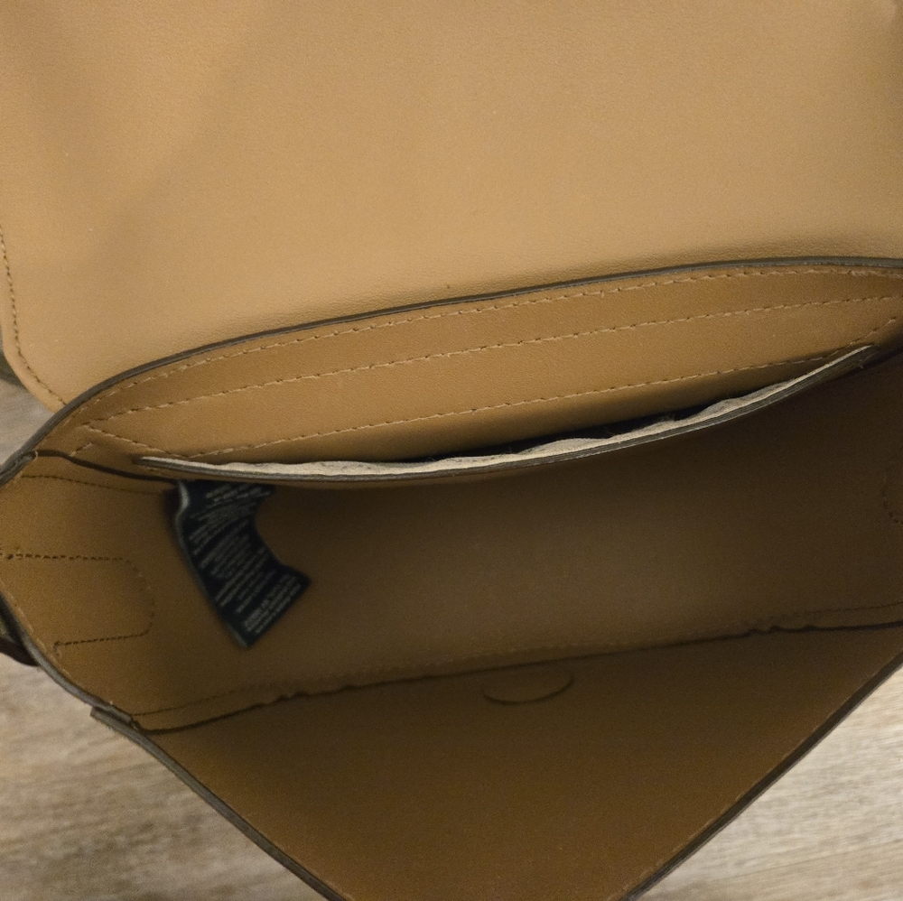 Lsuren Ralph Lauren Leather Mini Caley Saddle Bag Khaki Green - Picture 13 of 16